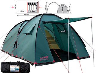 Чотиримісний намет Tramp Sphinx 4 v2 | Сімейна однокімнатна кемпінгова палатка з великим тамбуром та двома входами