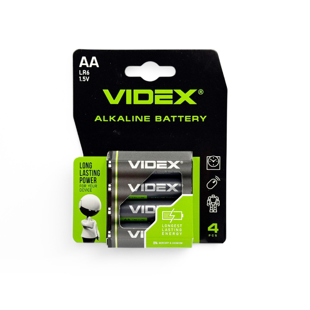 Батарейки AA (LR6) Videx Alkaline (1.5v) 4шт.