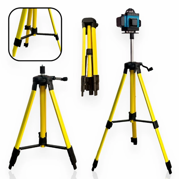 Будівельний телескопічний штатив тринога для нівеліра 44-120 см Profipower (Жовтий)