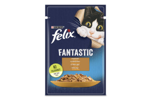 Корм консервований повнораційний для дорослих котів Fantastic Felix з індичкою в желе, 85г, фото 1