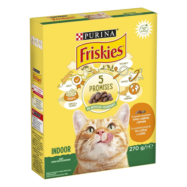 Сухий корм для котів Indoor Purina Friskies з куркою та овочами, 270 г, фото 1