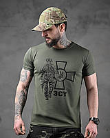 Тактична футболка олива,футболка олива,чоловіча військова футболка ЗСУ,футболка олива з гербом