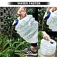 Складана каністра для води з краном 15 л, туристичний резервуар для води, фото 6