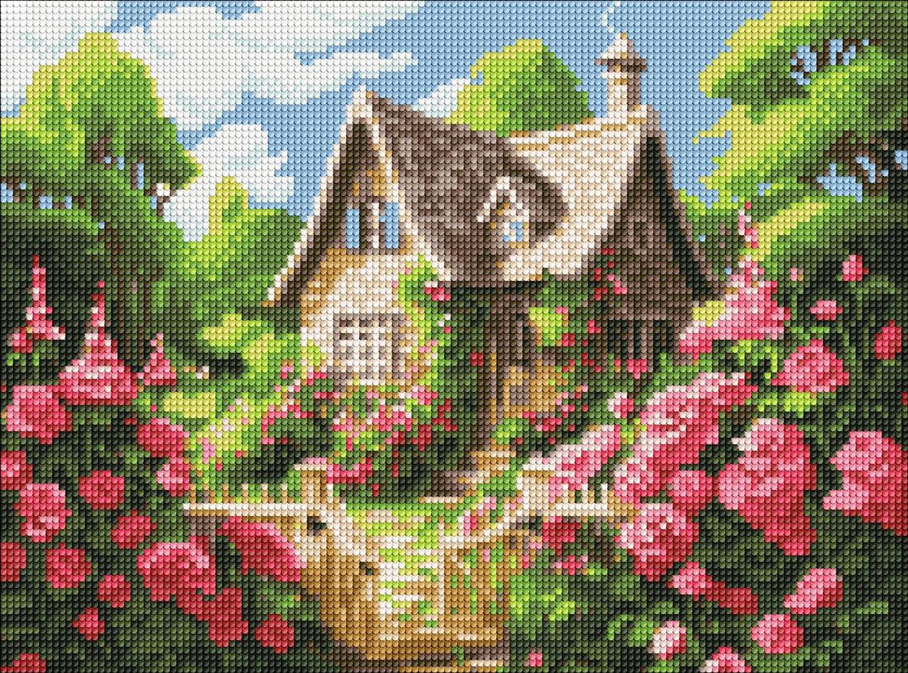 Алмазна мозаїка 30х40 см Затишний будиночок Ідейка АМО8141, фото 1