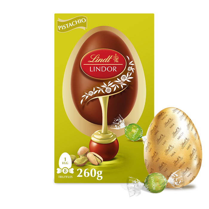 Шоколадне яйце Lindt з фісташковими трюфелями 260г