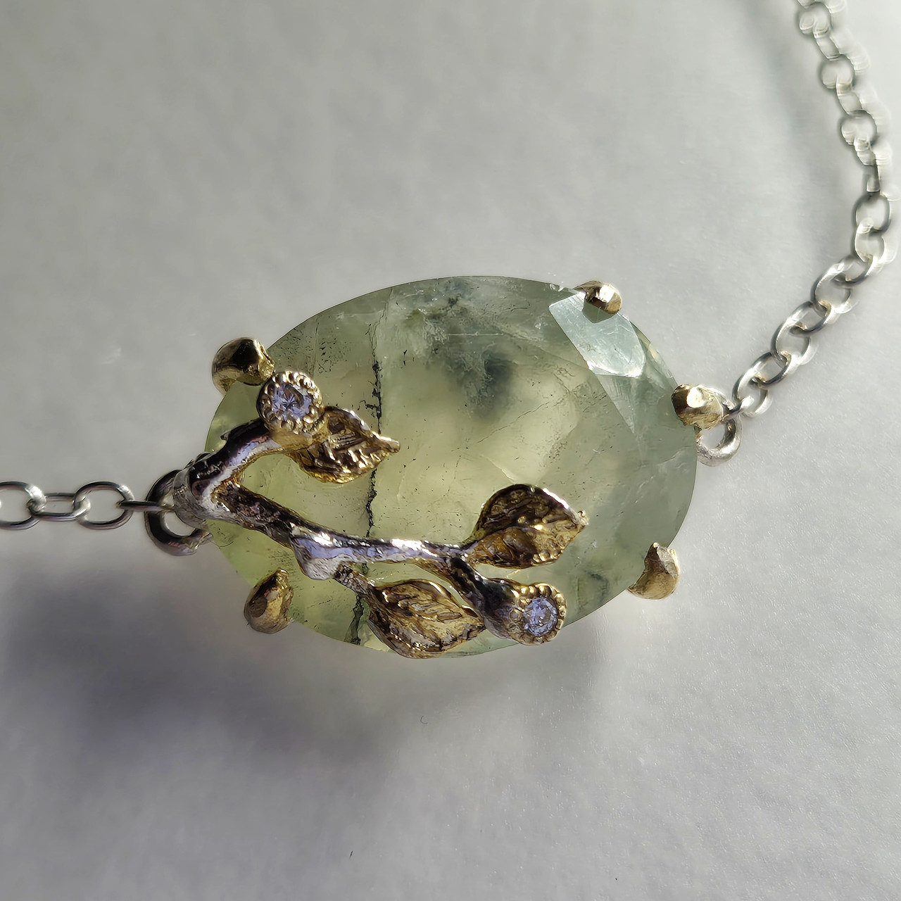 Браслет срібний з природним пренітом, ручна робота, фото 1