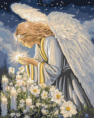 Картина за номерами 40х50 см. Молитва янгола з фарбами металік extra ©art_selena_ua Ідейка.KHO8528