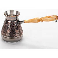 Мідна турка з гравіюванням "Козаки" кавоварка 500 мл