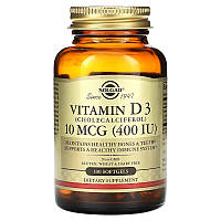 Вітамін D3, 10 мкг (400 МО), Vitamin D3 (Cholecalciferol), Solgar, 240 гелевих капсул