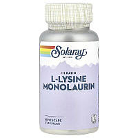 L-лізин і Монолаурін, L-Lysine Monolaurin 1:1 Ratio, Solaray, 60 вегетаріанських капсул