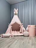 Вігвам Ніжно рожевий 2 БОНБОН з Кошиком Повний комплект, вігвам дитячий, вігвам для дівчинки, вігвам для дітей, дитяча палатка, фото 4