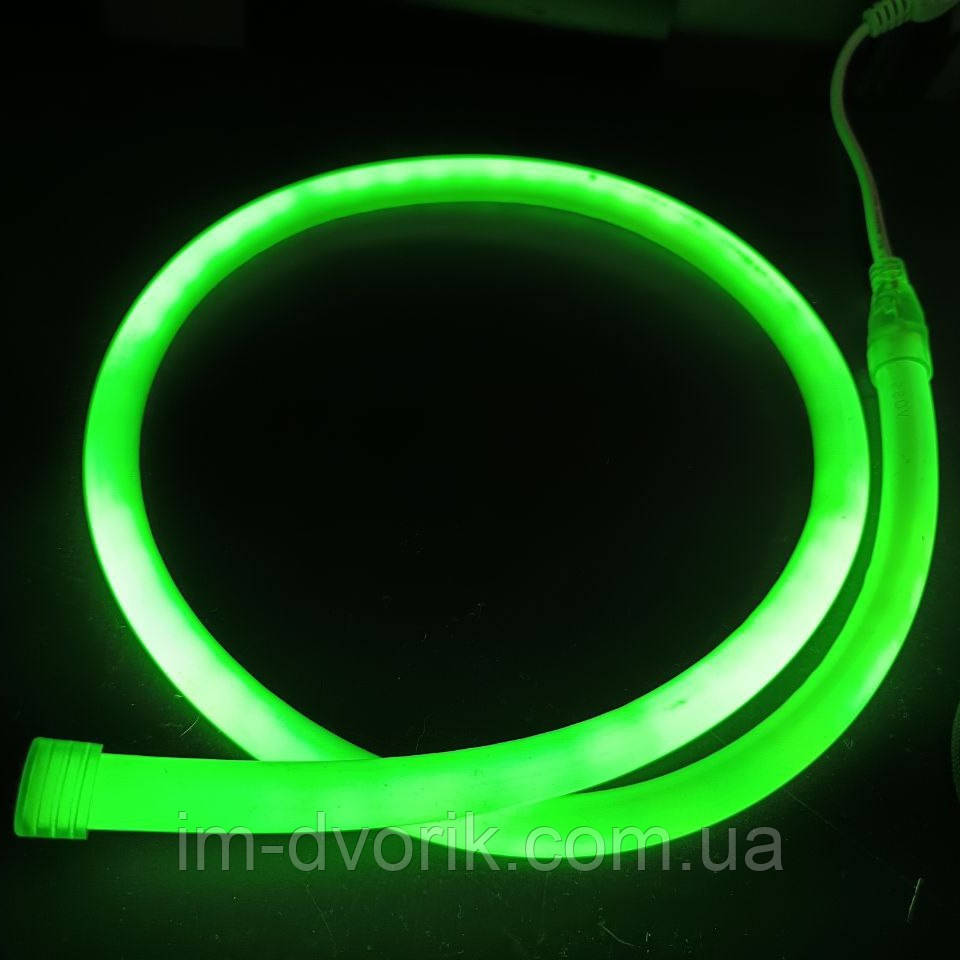 Неон Led 220V зелений круглий (1 м) – набір з адаптером, фото 1