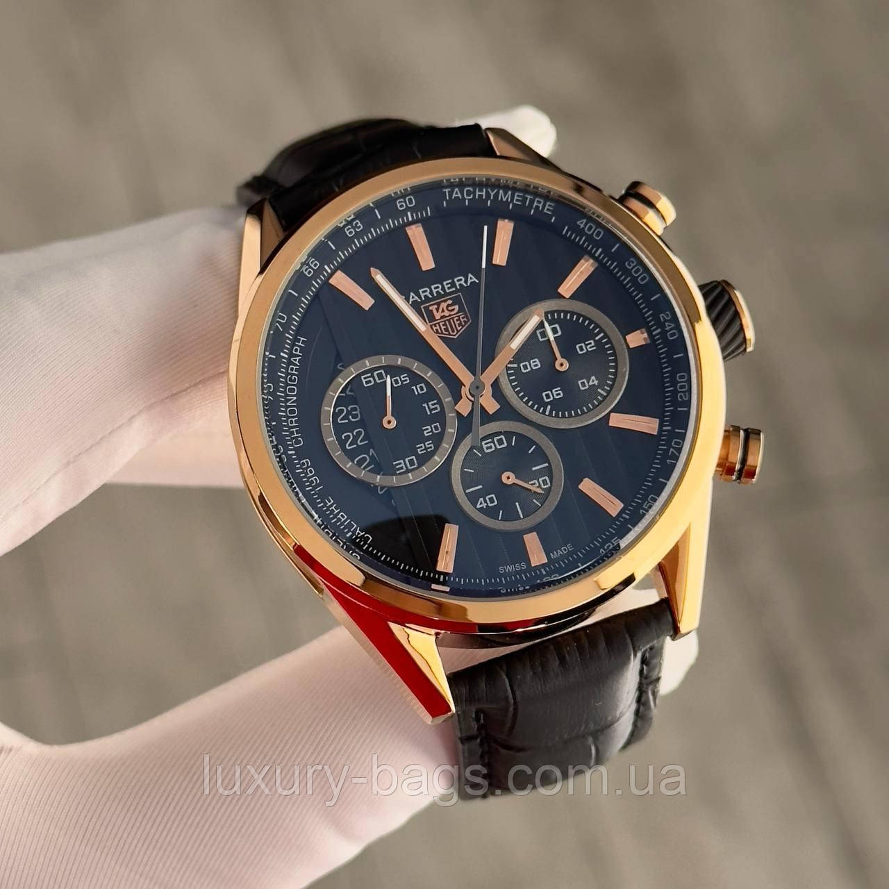 Годинник наручний для чоловіків Tag Heuer Grand Carrera Gold-Black, фото 1
