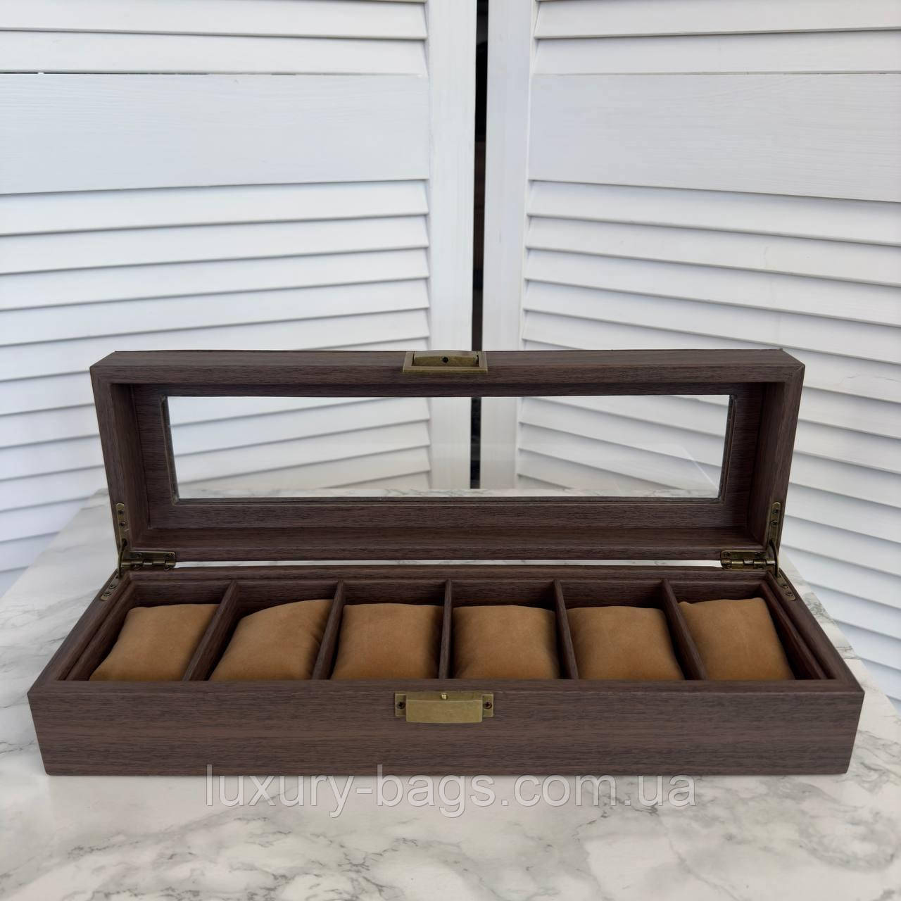 Стильна коробка для зберігання наручних годинників преміумкласу на шість відділень, фото 1