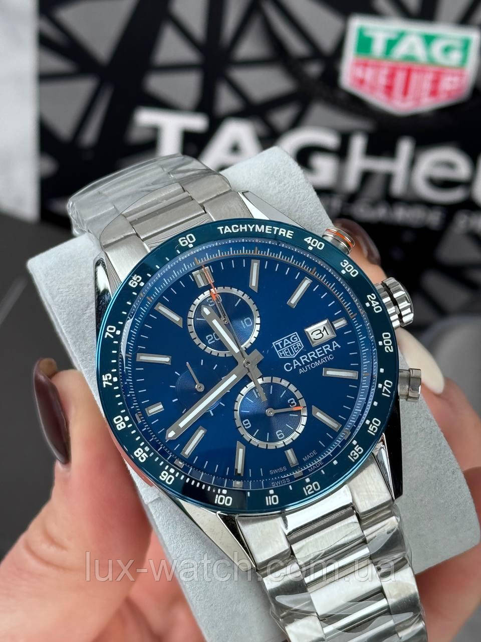 Модний чоловічий годинник Tag Heuer Carrera Silver-Black