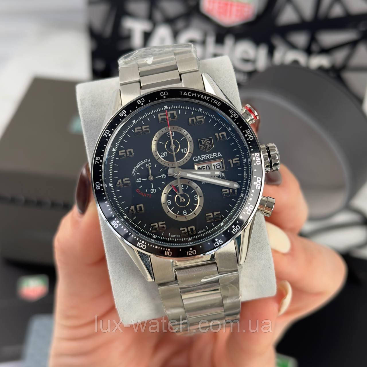 Круті чоловічий годинник Tag Heuer Carrera Silver-Black