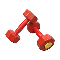 Гантелі 2 кг для фітнесу червоні (2 шт по 2 кг) ST 560.2 InterAtletika