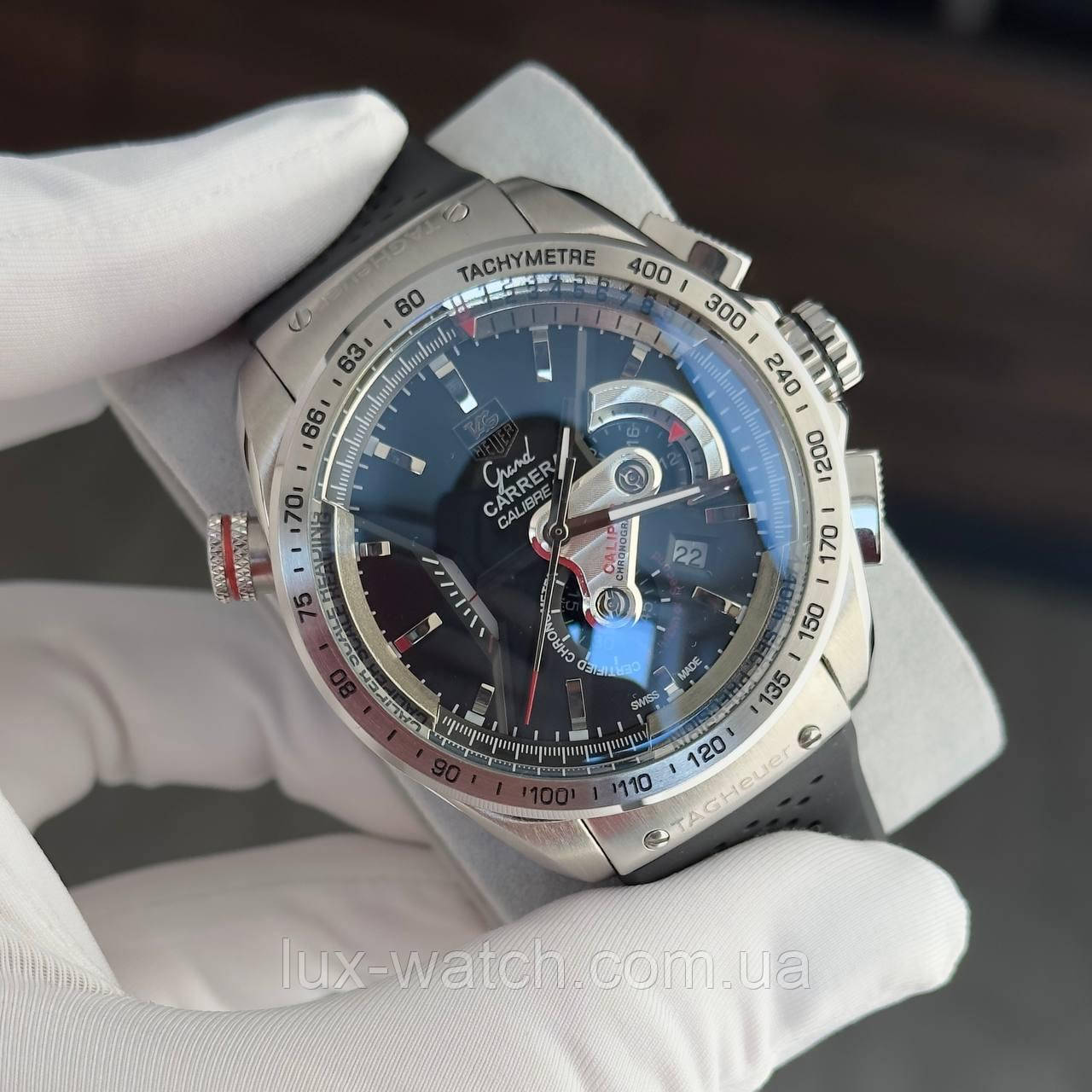 Круті чоловічий годинник Tag Heuer Grand Carrera Calibre 36 RS Caliper Silver-Black
