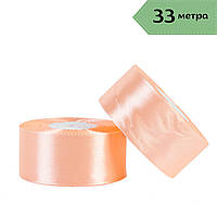Стрічка атласна 4 см (33 м) персикова