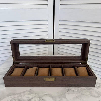 Стильна коробка для зберігання наручних годинників преміумкласу на шість відділень