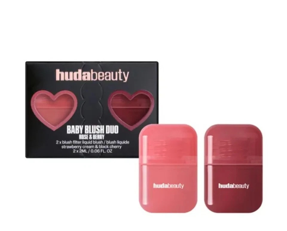 Набір рідких румяна Huda Beauty Baby Blush Duo - Strawberry cream + Black Cherry (2*2 ml)