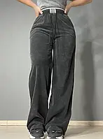 Брюки женские Yimeite 512 палаццо широкие трикотажные вареные дай талия на резинке черные, черный, 29