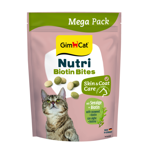 Вітаміни GimCat NUTRI BIOTIN BITES для котів для покращення стану шерсті та шкіри 425г (*)