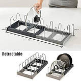 Полиця-органайзер DISH RACK для посуду та кришок розсувний кухонний тримач, фото 7