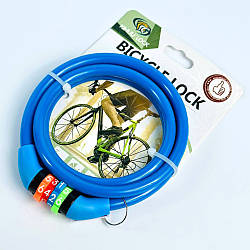 Замок велосипедний тросовий кодовий 427L 120 см Синій 54948