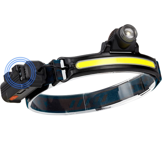 Налобний ліхтар (яскраве світіння) датчик руху + 7 режимів, фото 1