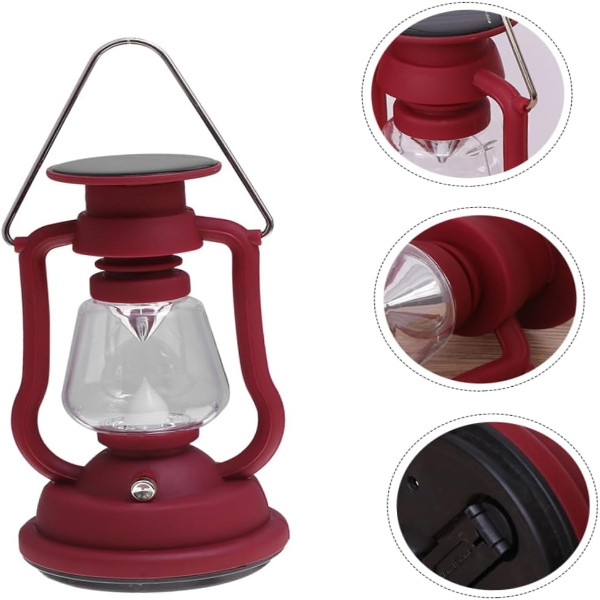 Ліхтар у вигляді гасової лампи 7LED Solar and Hand Crank Lamp RY-T91 Червоний