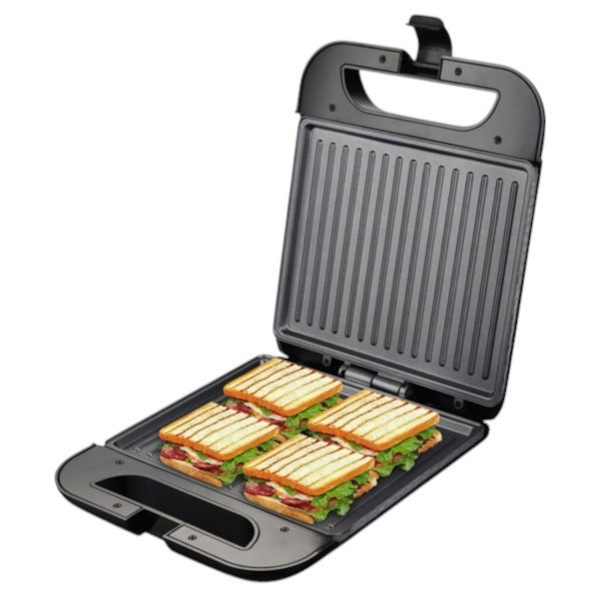 Електро-сендвічниця гриль бутербродниця з антипригарним покриттям 1200 Вт Sokany SK-08053 Чорна, фото 1