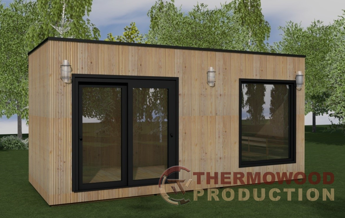 Модульна сауна 6,05×2,495м (15,1 м²) від виробника Thermowood Production