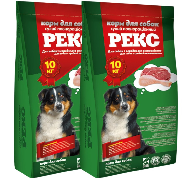 Корм для собак Рекс для собак середньої активності 1 + 1 (20 кг)