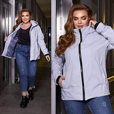 Якісна жіноча ветровка на блискавці зі знімним капюшоном 48-62