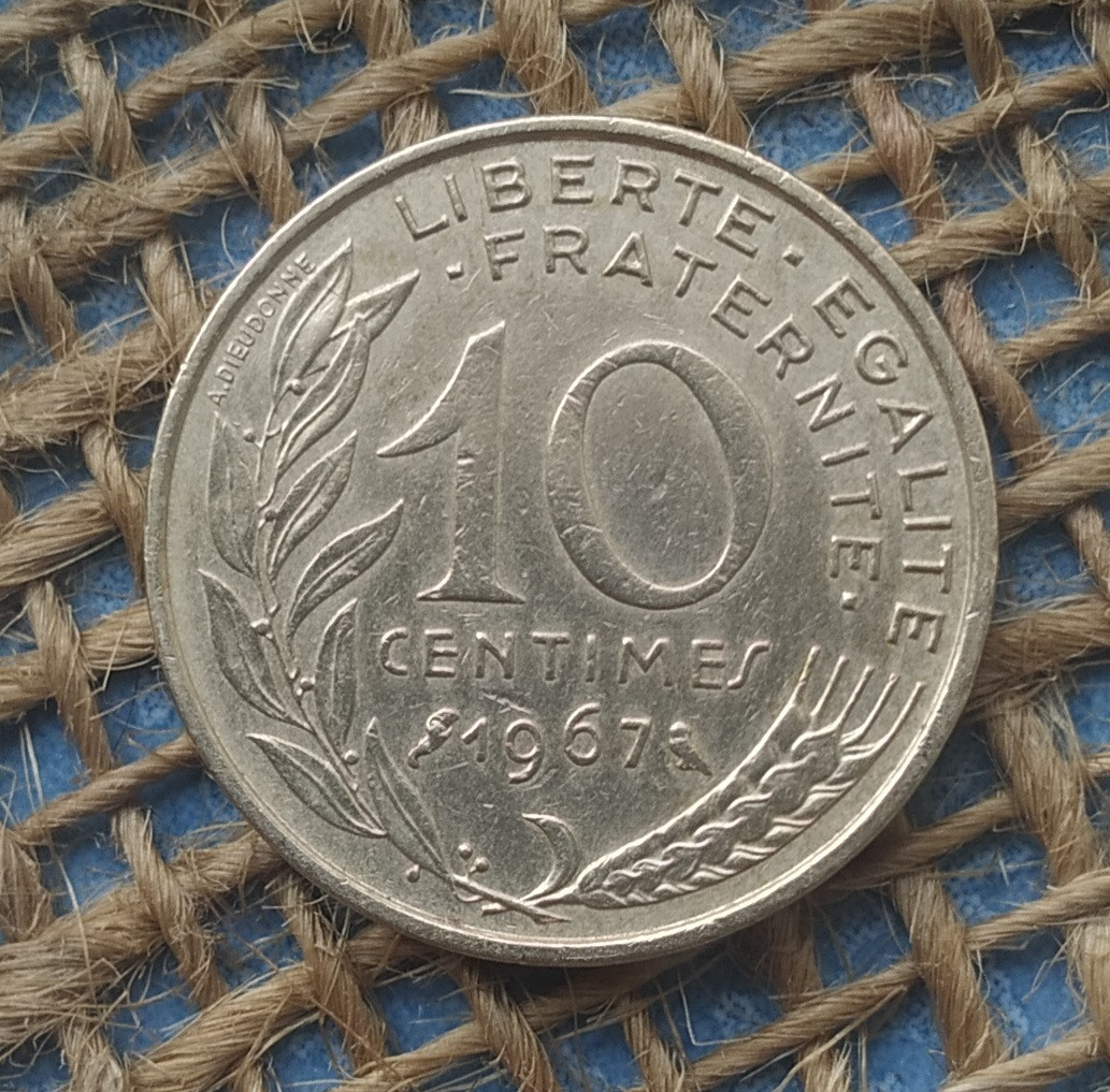 10 сантимiв 1967 року францiя
