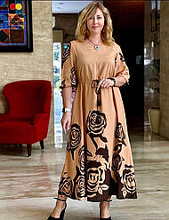 Жіноче літне плаття «Троянди» з натуральної тканини (з L по 3XL)