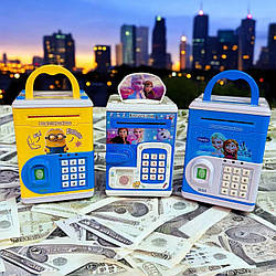 Іграшковий сейф з датчиком відбитків пальців, купюро-приймачем, світло, звук, кодовий замок