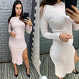 Жіноча сукня в рубчик з вирізом на нозі, фото 6