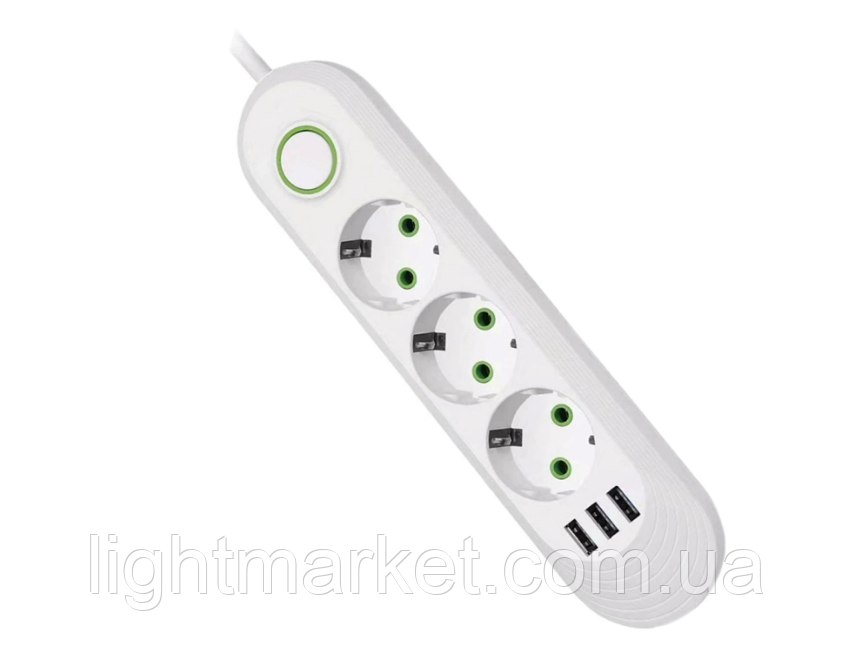 Подовжувач 3г 2м з/з + 3 USB порту ST 10179, фото 1