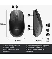 Миша бездротова Logitech M190 Wireless Charcoal, фото 6
