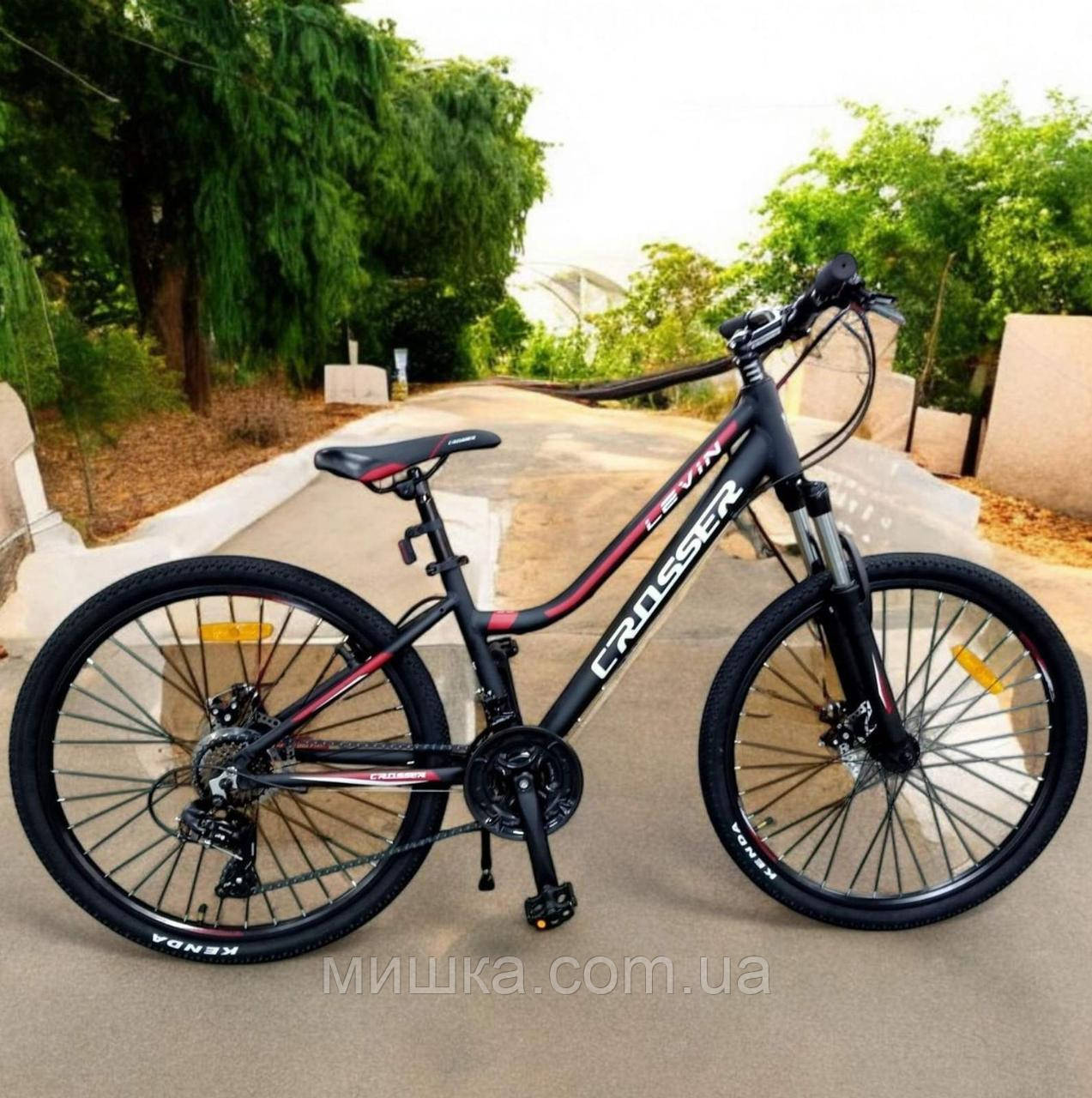 Велосипед гірський алюмінієвий Crosser LEVIN 26" рама 14", чорно-червоний