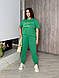 Жіночий прогулянковий літній базовий комфортний костюм футболка та штани джоггери двонитка великого розміру, фото 6