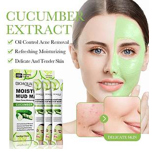 Глиняна маска для обличчя із екстрактом огірка Bioaqua Cucumber Moisture Mud Mask, 10х8г., фото 2