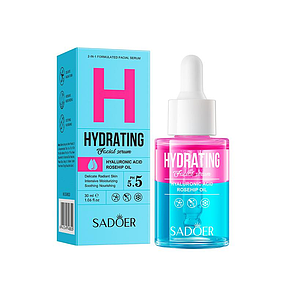 Двофазна зволожуюча сироватка з трояндою та гіалуроновою кислотою Sadoer Hydrating Facial Serum, 30 мл., фото 3