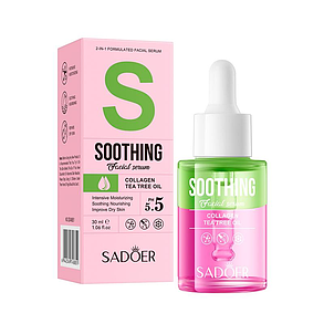 Двофазна відновлююча сироватка з колагеном та чайним деревом Sadoer Soothing Facial Serum, 30 мл., фото 3