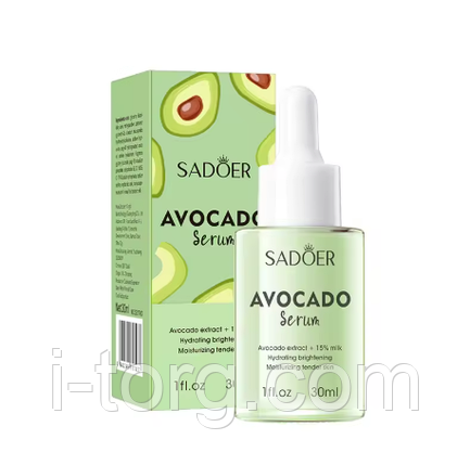 Сироватка для обличчя з авокадо та молоком Sadoer Avocado Serum, 30 мл., фото 1