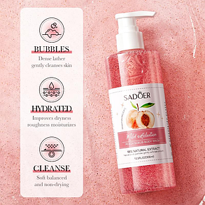 Гель-скраб для тіла із екстрактом персика Sadoer Peach Body Wash, 300 мл., фото 3