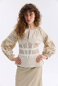 Жіночий пояс з орнаментом, бежевий