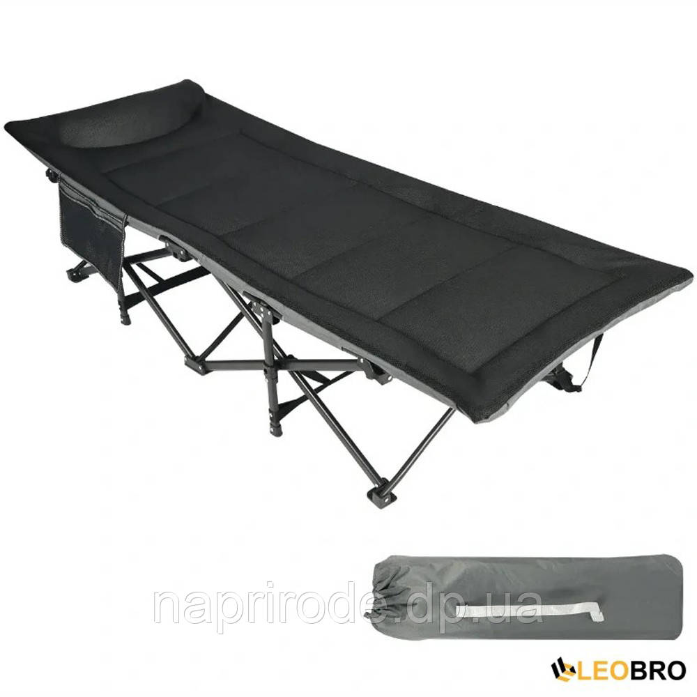Розкладачка LEOBRO Чорний (HT-169K Black) для туризму риболовлі кемпінгу в намет компактний потужний з чохлом, фото 1